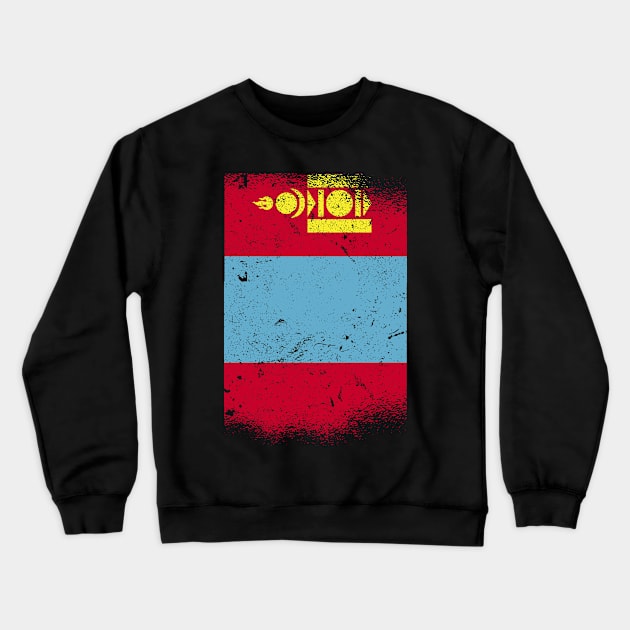 Vintage Distressed Mongolia Flag Crewneck Sweatshirt by BramCrye